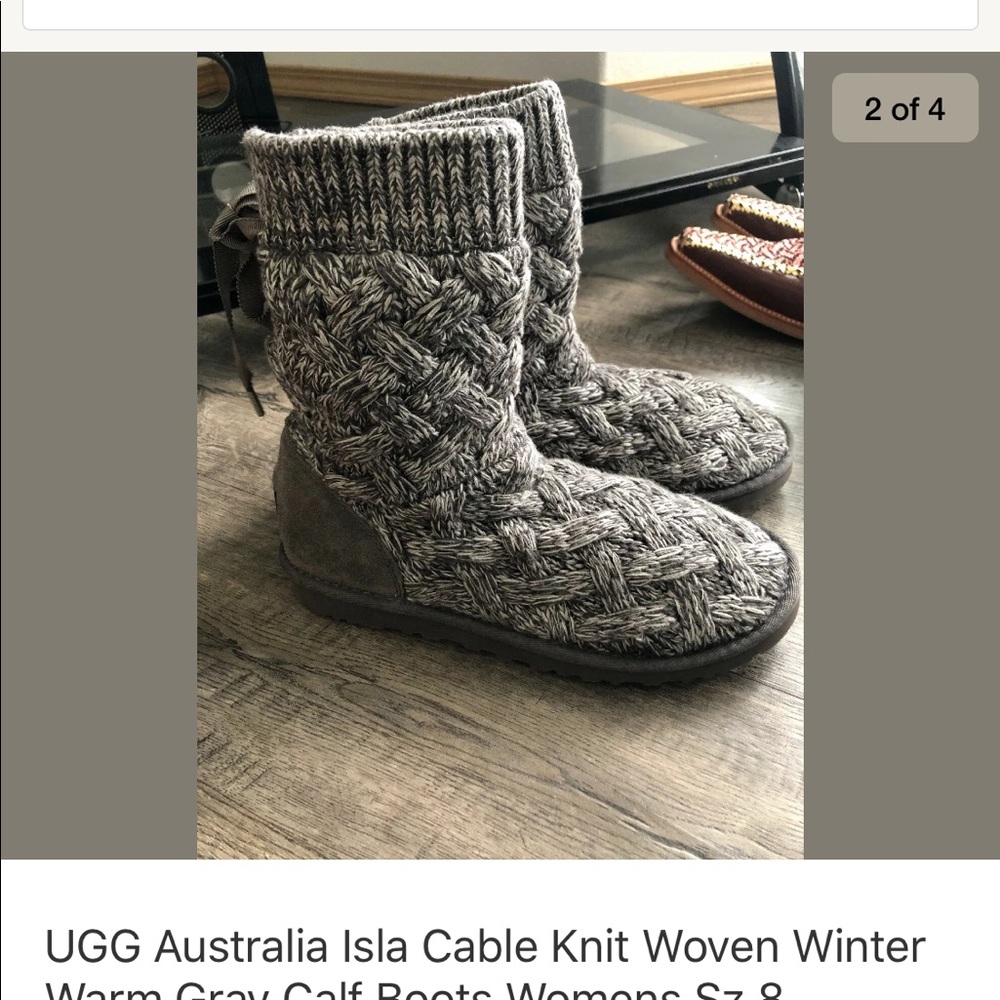 UGG Australia Isla Cable Knit Woven Calf Boots